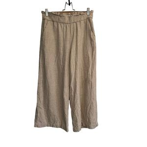 Loft beige linen rayon blend wide leg crop pants